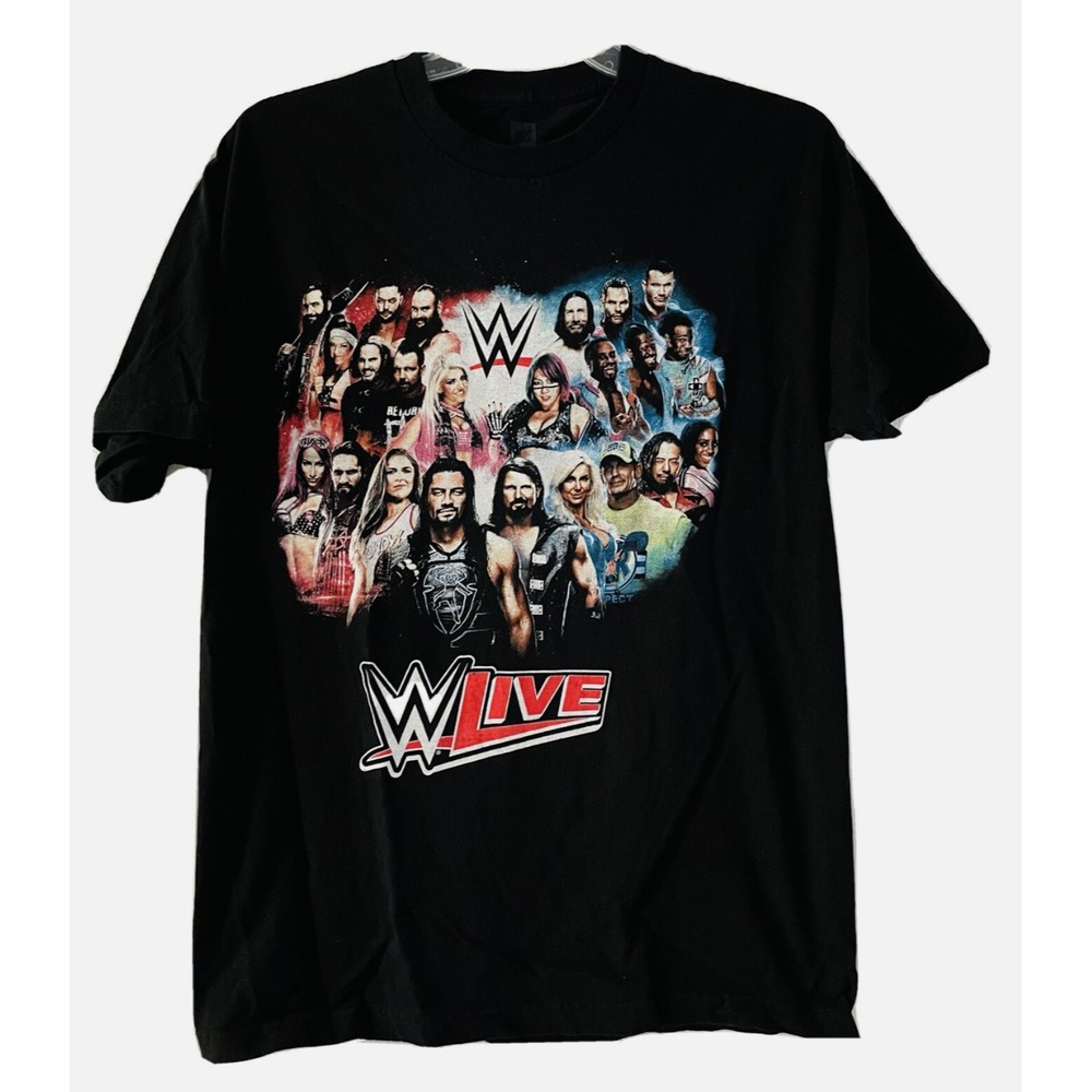 WWE LIVE 2018 TOUR T-SHIRT Cena Reigns Bliss WRESTLING BLACK "I Was There" SZ M
